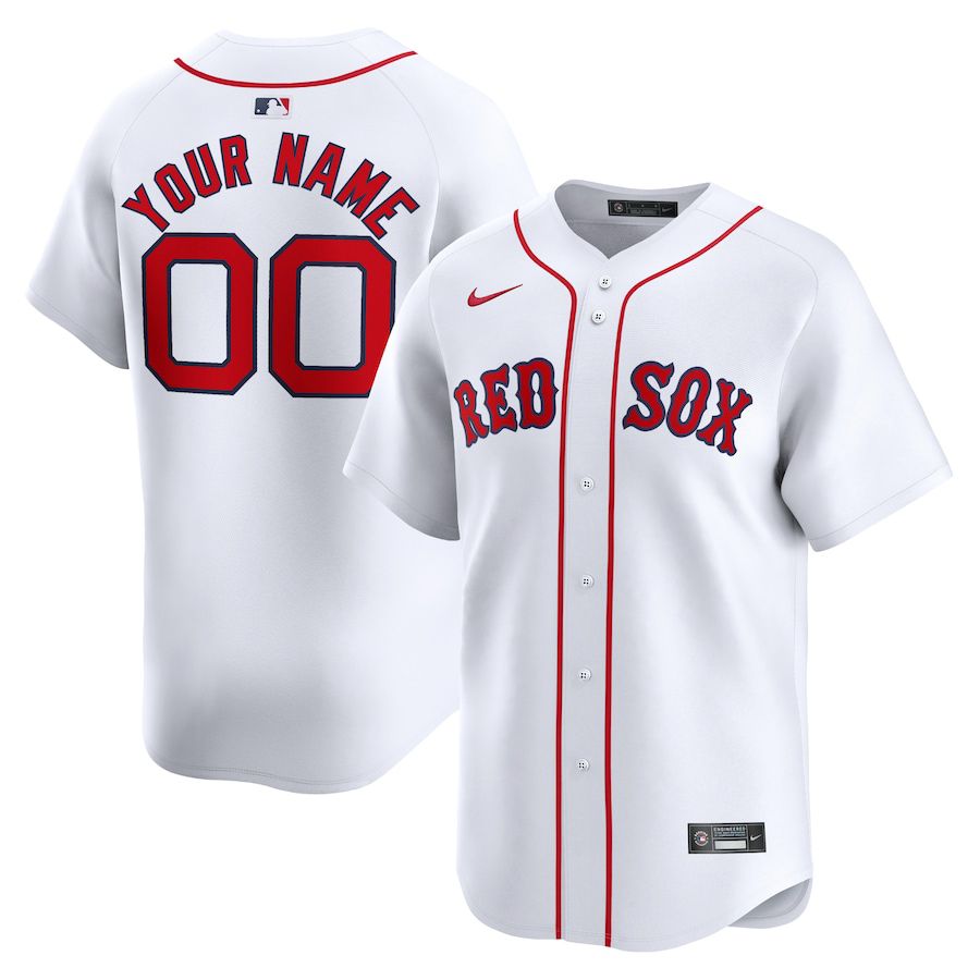 Men Boston Red Sox Nike White Home Limited Custom MLB Jersey->->Custom Jersey